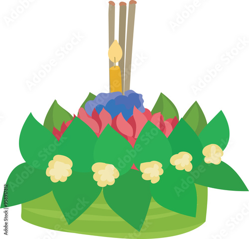 Cartoon beautiful krathong illustration on transparent background.
