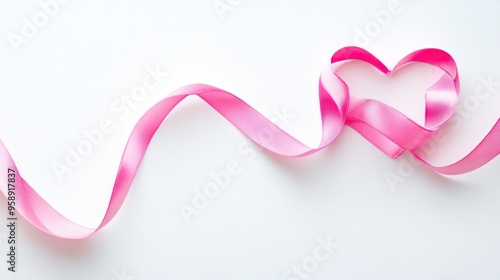 Pink Ribbon Heart Shape