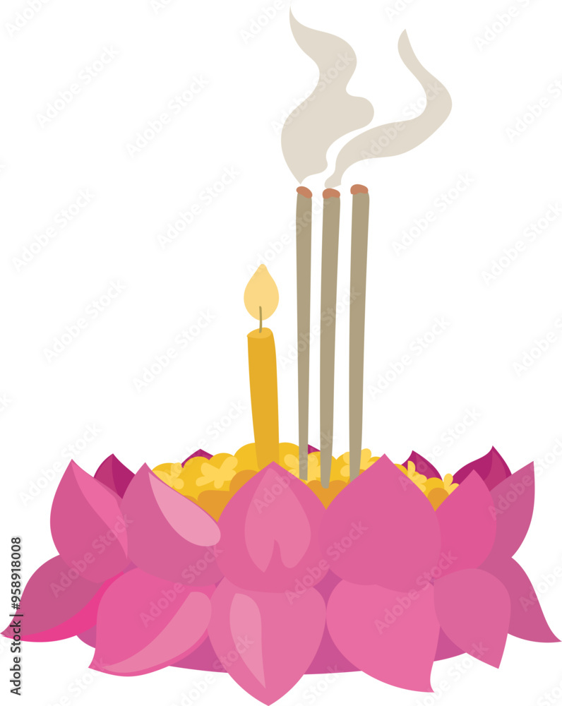 Cartoon krathong illustration on transparent background.
Cartoon krathong illustration on transparent background.