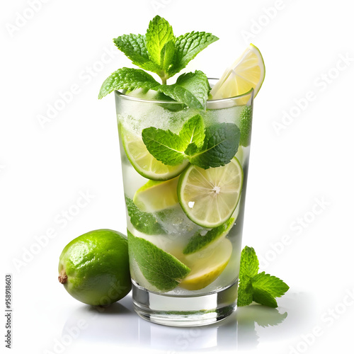 classic cooling mojito with white background