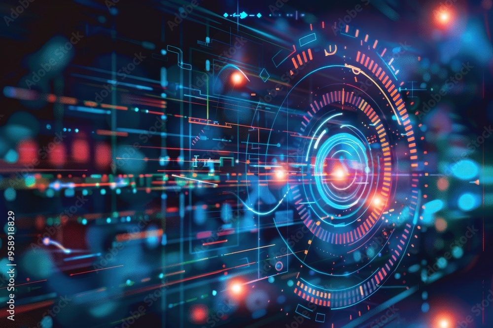 A colorful, abstract image of a circle with a red dot in the center, generative ai image A colorful, abstract image of a circle with a red dot in the center, generative ai image