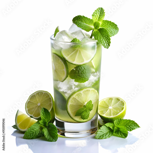 classic cooling mojito with white background