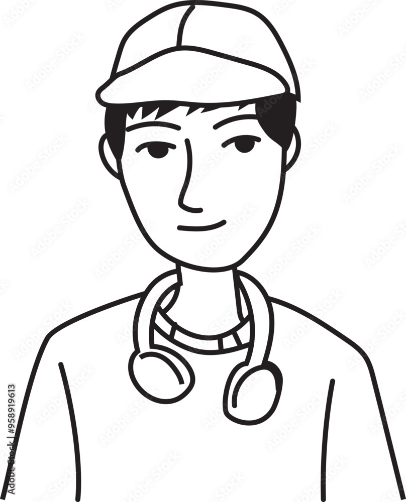 Cartoon man doodle illustration on transparent background.
Cartoon man doodle illustration on transparent background.
