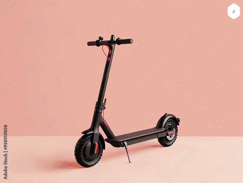 Modern black electric scooter on pink background. Modern black electric scooter on pink background.