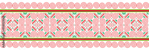 Hmong ethnic patterns, curves forming mountains and spirals, which are the identity of the Hmong ethnic group, are used to make clothes, skirts, bags, etc.