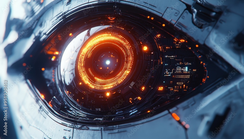 A close-up of a futuristic robotic eye featuring intricate circuitry and glowing elements, symbolizing advanced technology. A close-up of a futuristic robotic eye featuring intricate circuitry and glowing elements, symbolizing advanced technology.