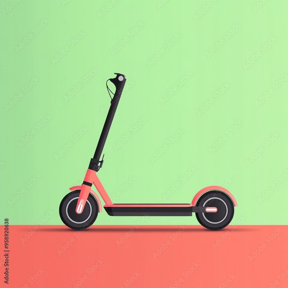 Modern electric scooter on a turquoise background. Modern electric scooter on a turquoise background.