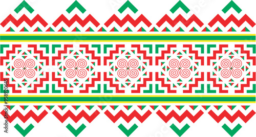 Hmong ethnic patterns, curves forming mountains and spirals, which are the identity of the Hmong ethnic group, are used to make clothes, skirts, bags, etc.