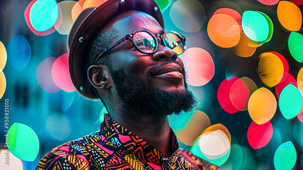 a man wearing a diversify color dress, posing with a smil a man wearing a diversify color dress, posing with a smil