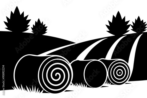 Baled hay silhouette symbol. vector illustration