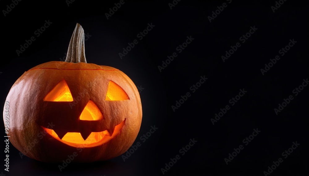 jack o lantern on black background copy space jack o lantern on black background copy space