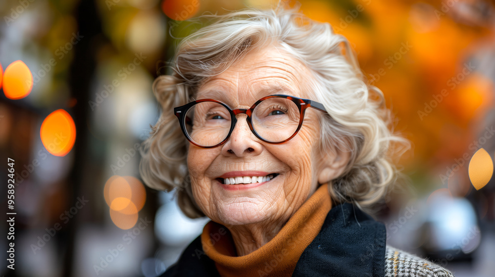 An elegant old modern woman dressed in light diversified attire expresses gratitude to God with a thankful gesture An elegant old modern woman dressed in light diversified attire expresses gratitude to God with a thankful gesture