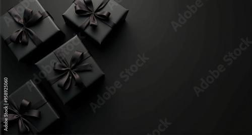 black friday sale black wrapped giftboxes photo