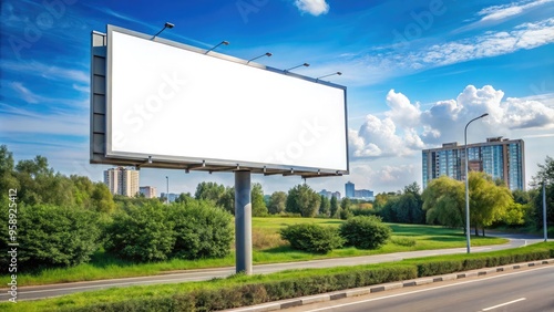 Wallpaper Mural High-resolution stock photo of a large blank billboard in an urban setting, with a clear sky as the backdrop Torontodigital.ca