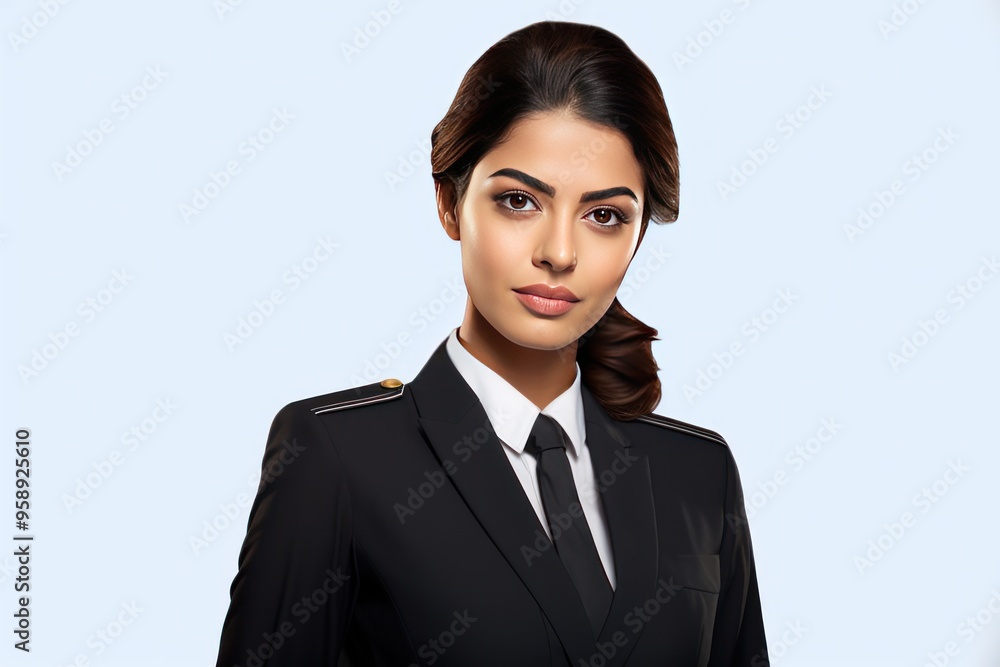 Beautiful Indian Stewardess or flight attendance on White Background Beautiful Indian Stewardess or flight attendance on White Background