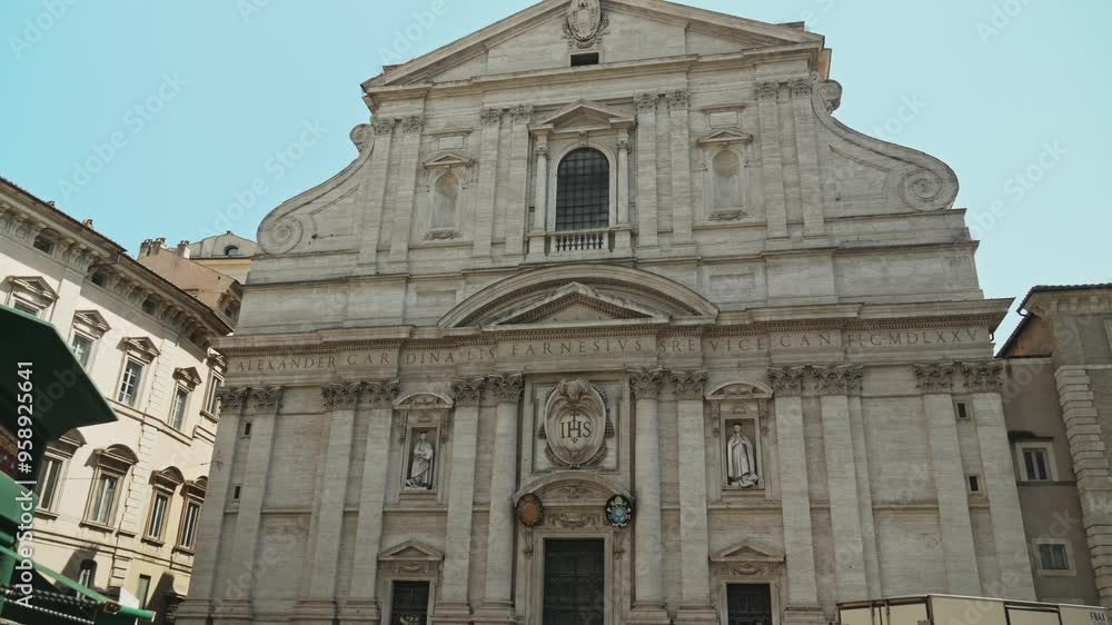 The Church of the Gesu in Rome. Mother church of the Society of Jesus belonging to the Catholic religious order. Italian architecture The Church of the Gesu in Rome. Mother church of the Society of Jesus belonging to the Catholic religious order. Italian architecture