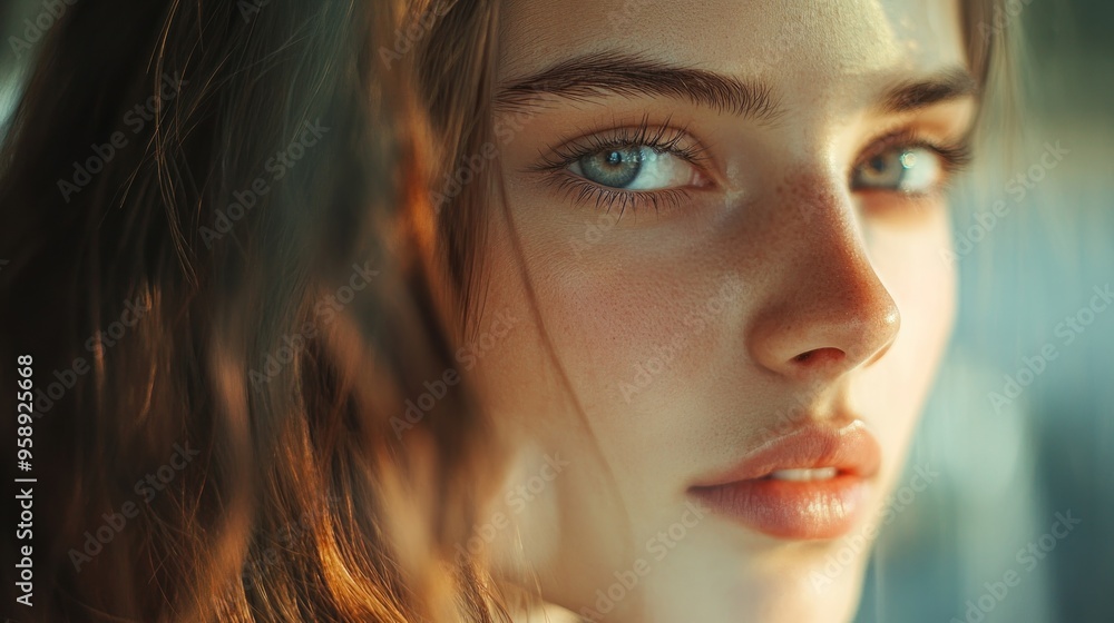 Close Up Portrait of a Young Woman with Blue Eyes Close Up Portrait of a Young Woman with Blue Eyes