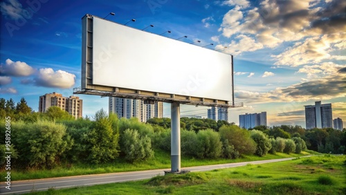 Wallpaper Mural High-resolution stock photo of a large blank billboard in an urban setting, with a clear sky as the backdrop Torontodigital.ca