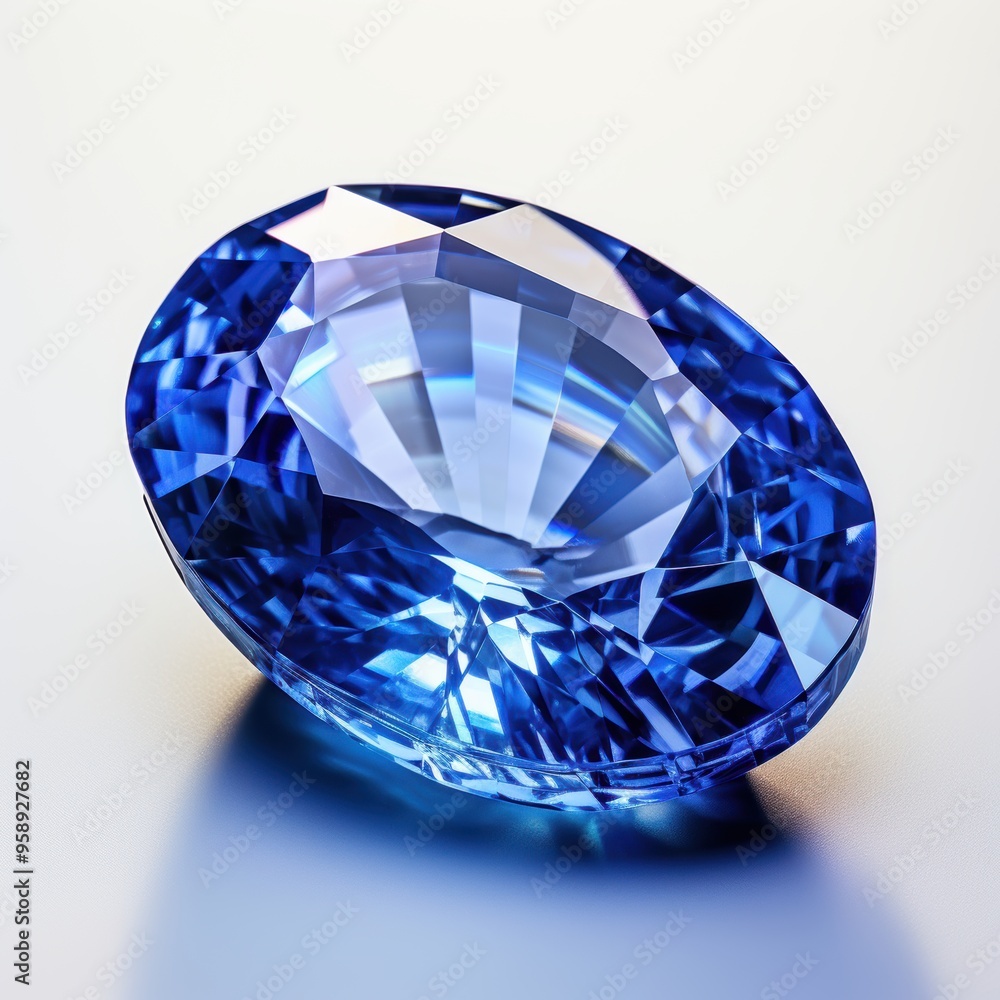 A detailed close up of a stunning blue diamond placed on a white surface A detailed close up of a stunning blue diamond placed on a white surface