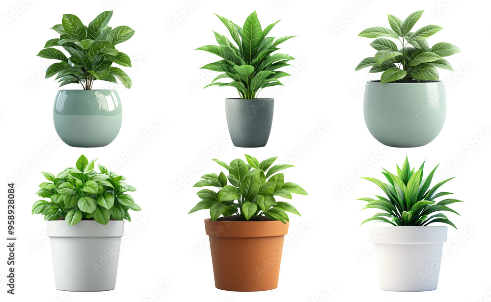 Potted indoor plants set isolated on transparent background Potted indoor plants set isolated on transparent background