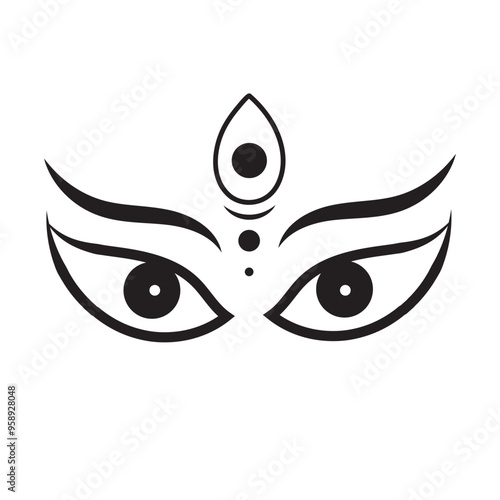 Eyes icon, vector, silhouette. Maa Durga ,Three Eyes vector,  Eyesight symbol. Goddess eyes vector illustration.