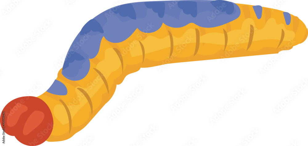 Fototapeta premium Cartoon caterpillar illustration on transparent background. 