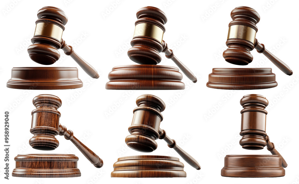 Wooden gavels set isolated on transparent background Wooden gavels set isolated on transparent background