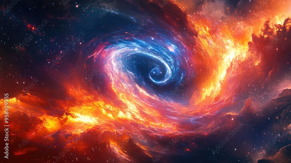A vibrant cosmic swirl of colors depicting a galaxy or nebula in space. A vibrant cosmic swirl of colors depicting a galaxy or nebula in space.