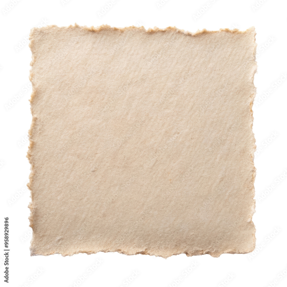Square blank rough paper texture with torn edges, featuring a natural ...