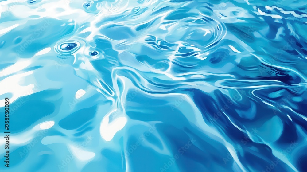 Tranquil Blue Water Ripples with Sky Reflection - Summertime Abstract Illustration Tranquil Blue Water Ripples with Sky Reflection - Summertime Abstract Illustration