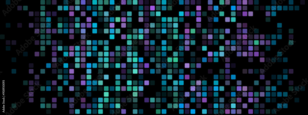 Abstract Pixel Background: Purple and Blue Pixels on Black Screen Abstract Pixel Background: Purple and Blue Pixels on Black Screen