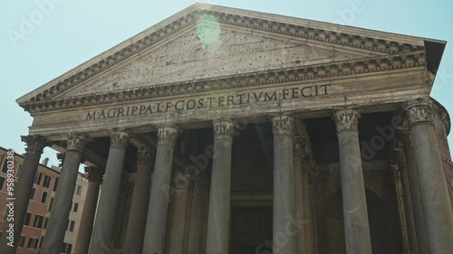 Facade of the Pantheon in Rome and Basilica Santa Maria ad Martyres or Basilica of St Mary and the Martyrs, Italy. Roman temple Church photo