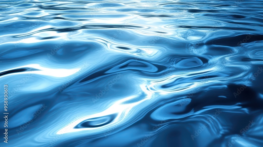 Serene Blue Rippled Water Surface with Reflective Light - Abstract Illustration of Calm Water Scene Serene Blue Rippled Water Surface with Reflective Light - Abstract Illustration of Calm Water Scene