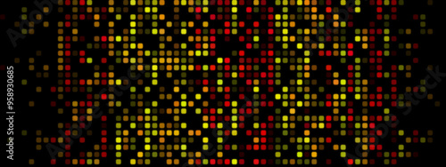 Vibrant Pixelated Design: Red, Orange, and Yellow on Dark Background