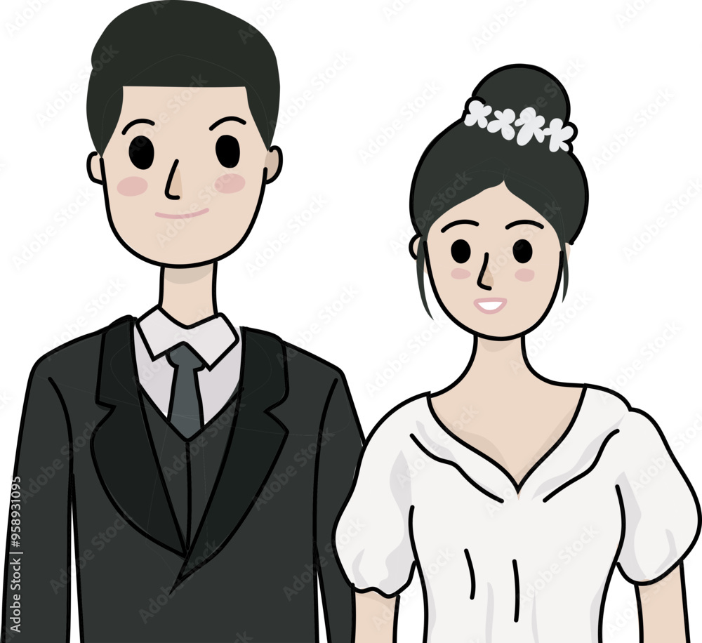 Cartoon married couple illustration on transparent background.
Cartoon married couple illustration on transparent background.