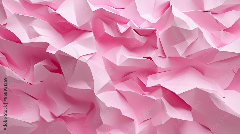 Crumpled pink paper layers in a 3D render, creating an abstract, stylish wallpaper with depth and texture for trendy design needs. Crumpled pink paper layers in a 3D render, creating an abstract, stylish wallpaper with depth and texture for trendy design needs.