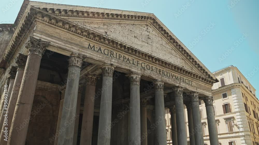 Facade of the Pantheon in Rome and Basilica Santa Maria ad Martyres or Basilica of St Mary and the Martyrs, Italy. Roman temple Church Facade of the Pantheon in Rome and Basilica Santa Maria ad Martyres or Basilica of St Mary and the Martyrs, Italy. Roman temple Church