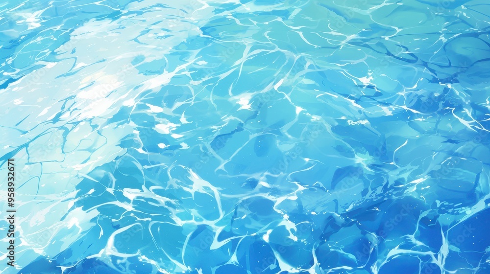 Serene Reflections: Tranquil Clear Blue Water with Sunlight and Sky Reflections Serene Reflections: Tranquil Clear Blue Water with Sunlight and Sky Reflections