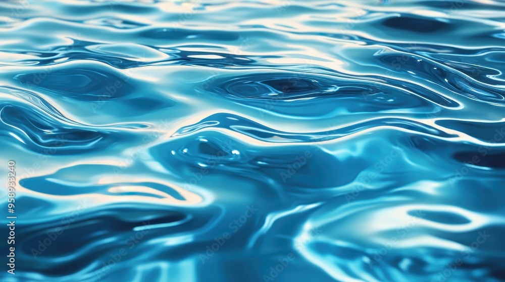 Serene Summer Vibes - Close-up of Rippled Blue Water with Clear Reflections and Textured Surface Serene Summer Vibes - Close-up of Rippled Blue Water with Clear Reflections and Textured Surface