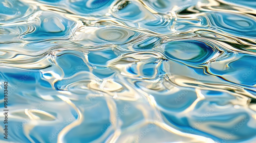 Tranquil Blue Summer Vibes: Artistic Rippled Water Surface with Light Reflections Tranquil Blue Summer Vibes: Artistic Rippled Water Surface with Light Reflections