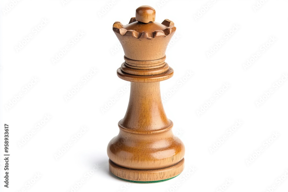 A detailed view of a wooden chess queen piece, exemplifying craftsmanship and strategic importance in the game of chess. A detailed view of a wooden chess queen piece, exemplifying craftsmanship and strategic importance in the game of chess.