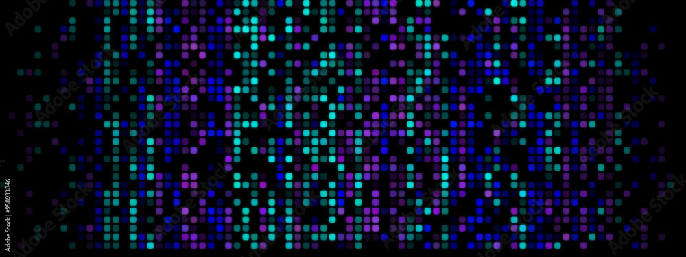 Abstract Pixel Background: Blue, Turquoise, and Purple on Black Abstract Pixel Background: Blue, Turquoise, and Purple on Black