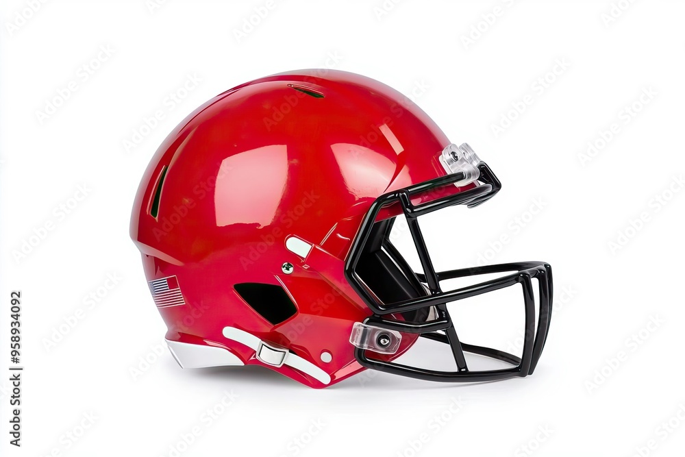 Fototapeta premium A glossy brown football helmet showcasing sleek design and protective elements, perfect for sports-themed projects.