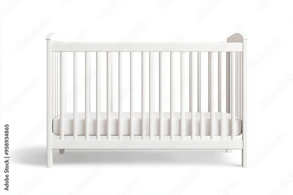 custom made wallpaper toronto digitalA modern white crib designed for a baby's comfort and safety, perfect for nursery decor and infant care.