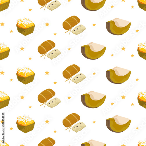 Thai dessert seamless pattern background.
