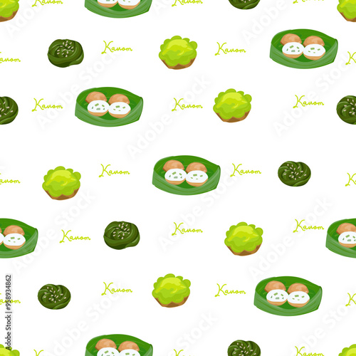 Kanom thai seamless pattern background.
