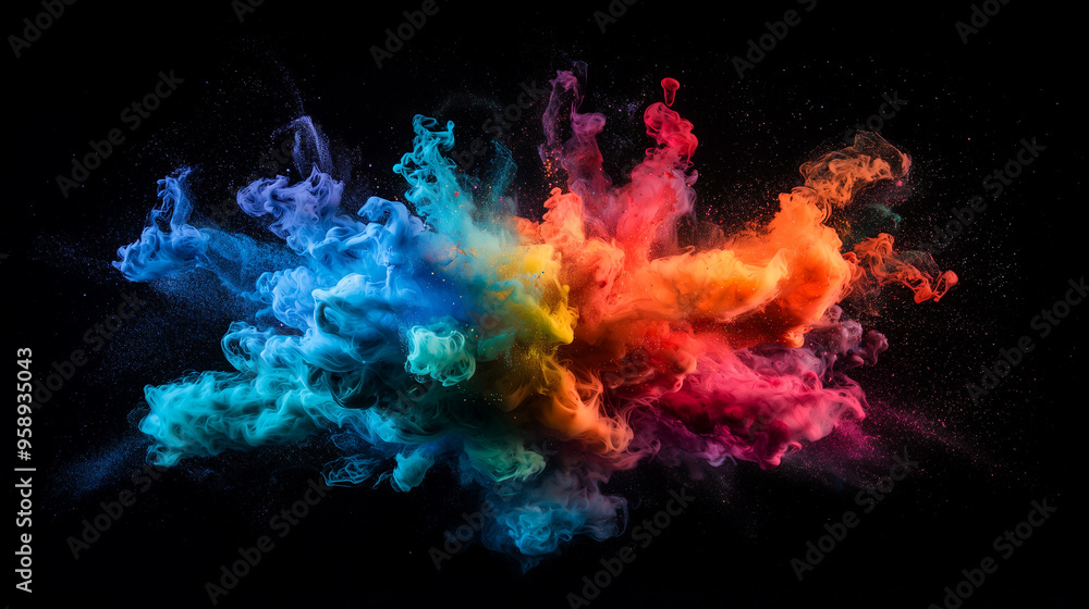 Explosion of Colorful Acrylic. A vibrant explosion of colorful smoke swirling dynamically, creating an abstract visual effect. Explosion of Colorful Acrylic. A vibrant explosion of colorful smoke swirling dynamically, creating an abstract visual effect.