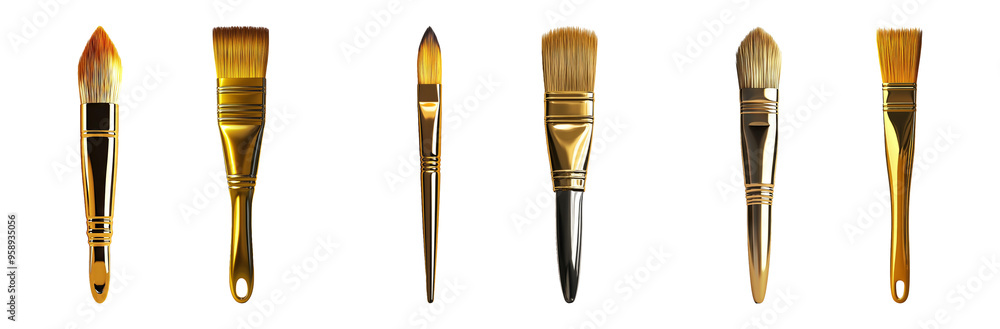 Set of paintbrushes with different shapes isolated on transparent background Set of paintbrushes with different shapes isolated on transparent background