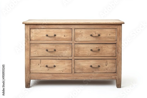 A rustic wooden dresser with multiple drawers, perfect for enhancing any home decor or storage solution.