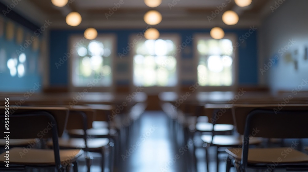 A classroom setting with empty chairs and soft lighting, suggesting a space for learning and engagement. A classroom setting with empty chairs and soft lighting, suggesting a space for learning and engagement.